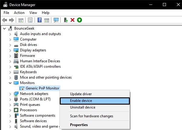 Enable Generic PnP Monitor Driver