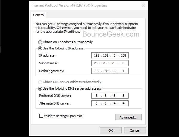 Ethernet doesn't have valid IP - Static IPv4 Details