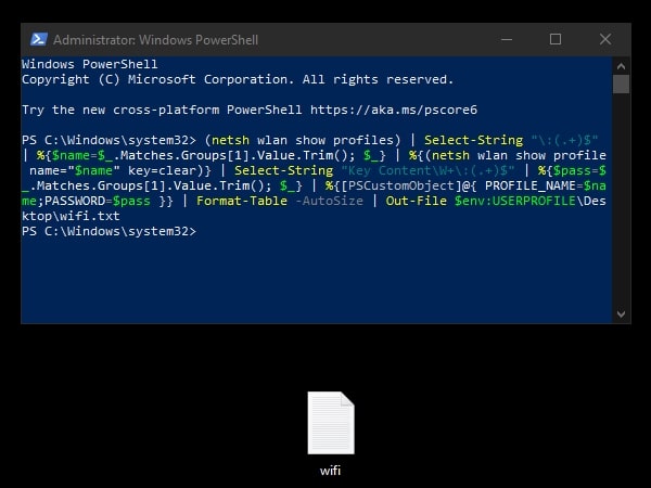 Find Saved WiFi Passwords - Windows PowerShell