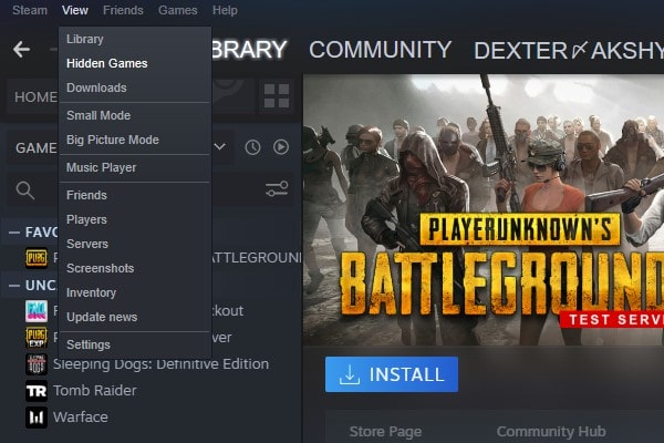 Hidden Games Option in Steam