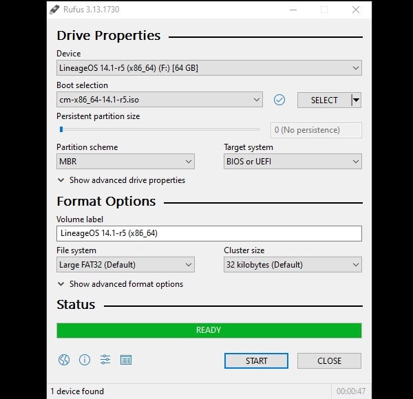 Lineage OS Write Process Done - Install LineageOS on PC