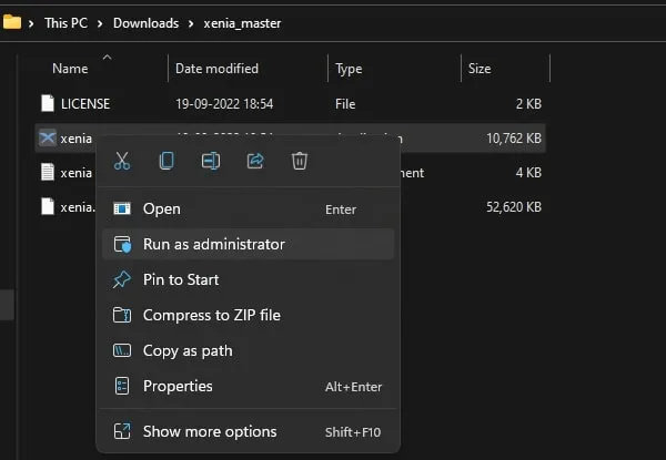 Run Xenia Emulator as Administrator