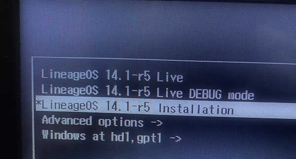 Select Lineage OS PC Installation