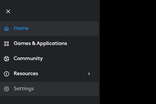 Click on Settings Logitech G Hub