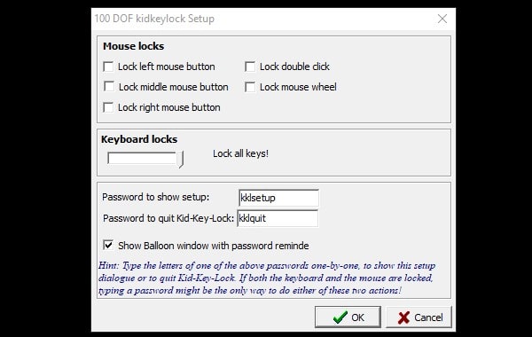 KidKeyLock App Setup - Disable all laptop keyboard keys