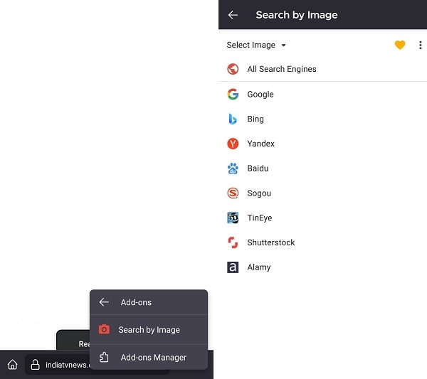 Use Search by Image add-ons in Firefox