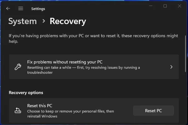Reset Windows 11 PC
