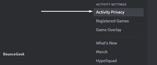 Open Activity Privacy Settings Discord