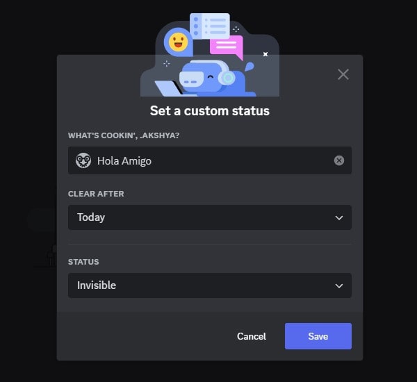 Set Custom Status in Discord