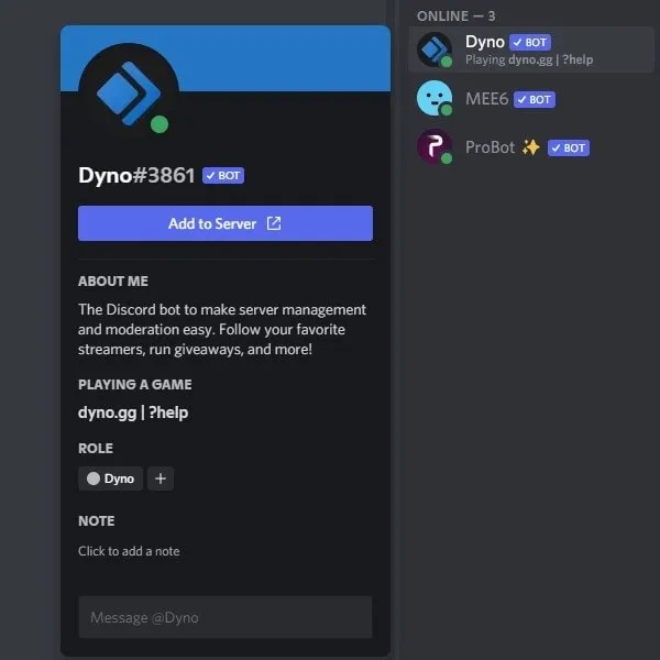 Dyno Best Discord Bot to manage server