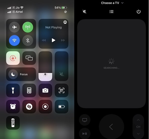 Open Apple TV Remote App from Control Centre