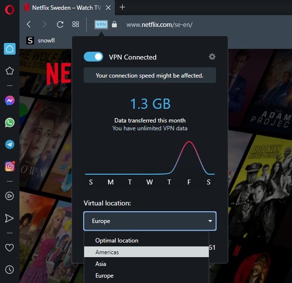 Change Netflix Region using Opera