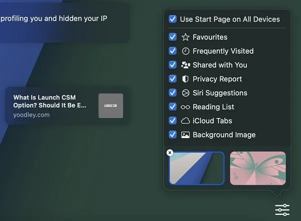 Add Favorites to new tab in Safari