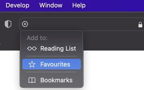 how to add web page to favourites on ipad