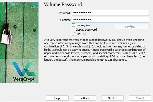 Set Encrypted Files and Folders Volume Password
