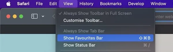 Show Favourites Bar in Safari Web Browser