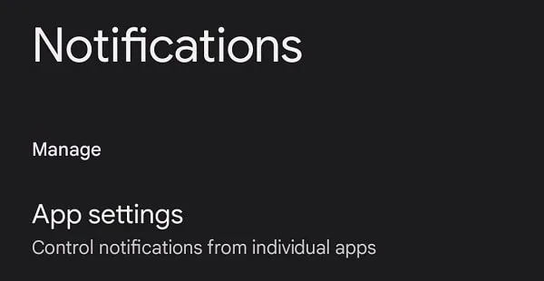Android App Notification Settings