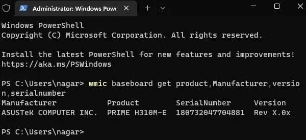 Run Command to Check Motherboard Model Number Windows 11