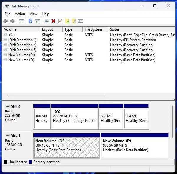 Disk Management to Create New Drive on Windows 11