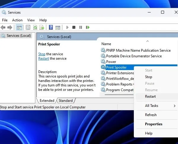 Restart Print Spooler Service