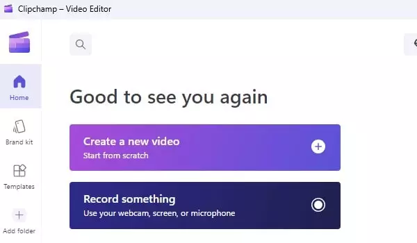 Create a new video on ClipChamp