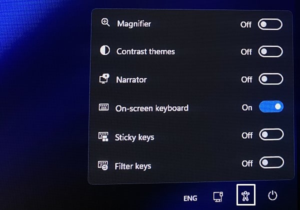 Enable On-screen Keyboard option in Windows 11