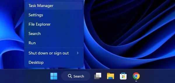 Open Task Manager on Windows 11