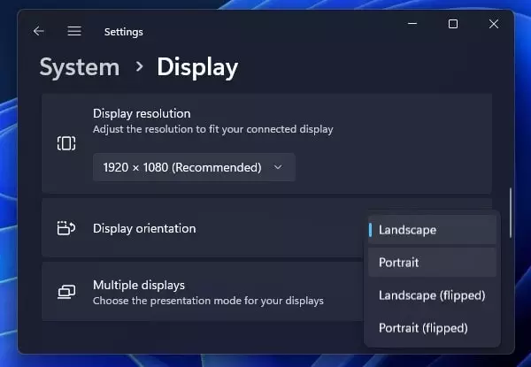 Windows 11 Display Orientation
