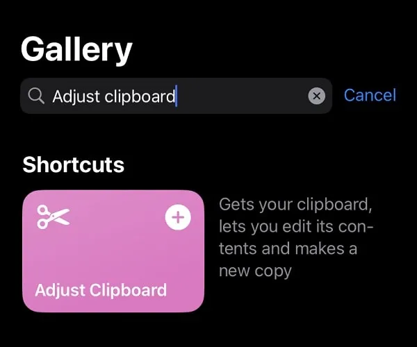 Adjust Clipboard Shortcut in Shortcuts App