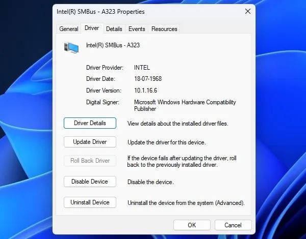 INTEL SMBus Driver Older Version