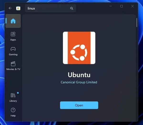 Install Ubuntu from Microsoft Store