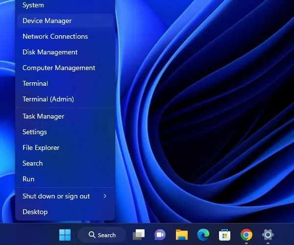 Open Device Manager on Windows 11