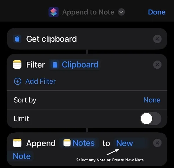 Select a Notes File to View Complete Clipboard History iPhone