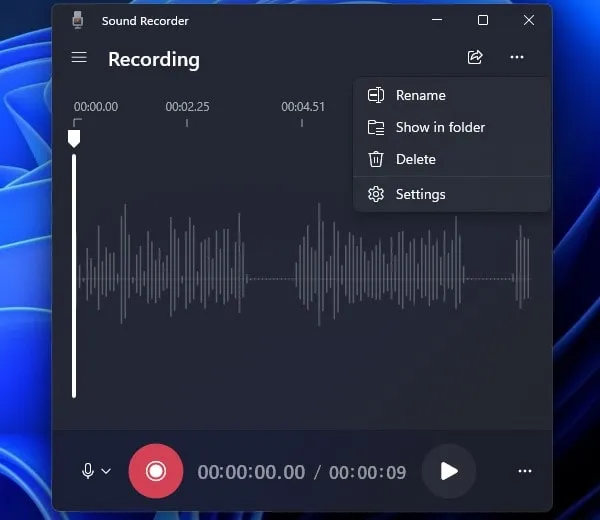 Open Voice Recorder Settings