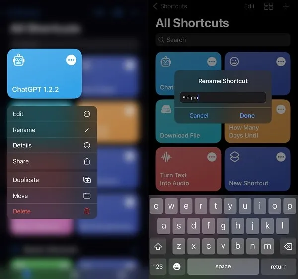 Rename ChatGPT Shortcut Name