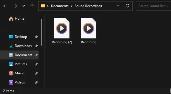 Sound Recording Folder in Windows 11