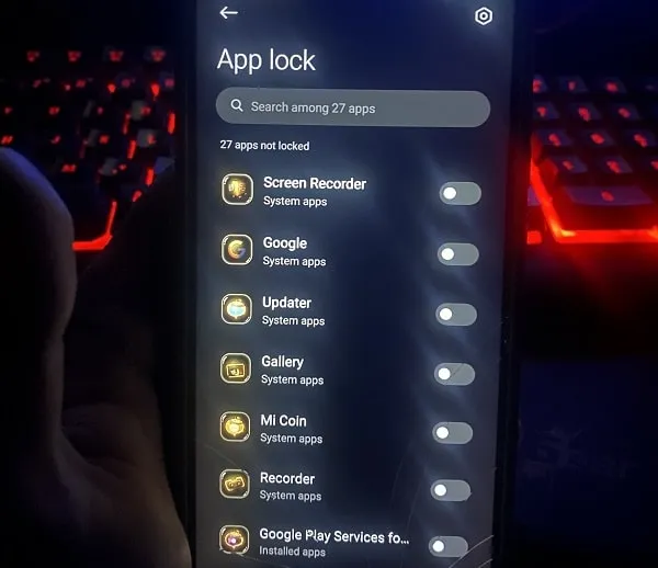 App List to Add App Lock