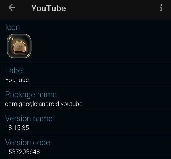 App Package Name to Disable