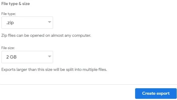 Create Export to Download all Google Drive Files
