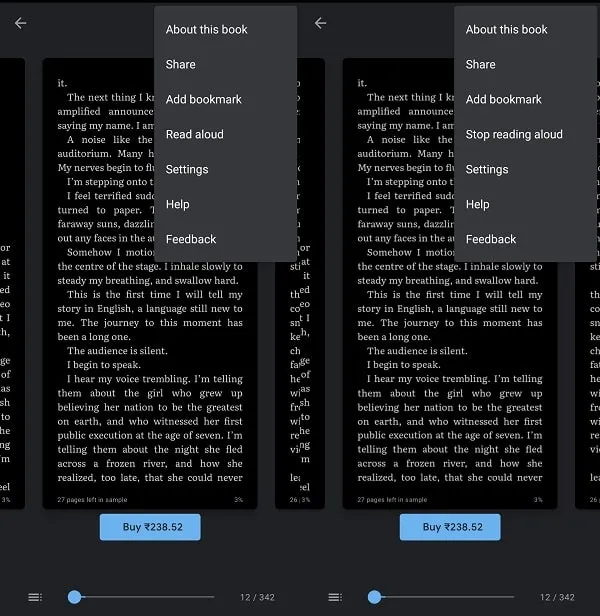 Enable and Disable Read aloud on Google Play Books