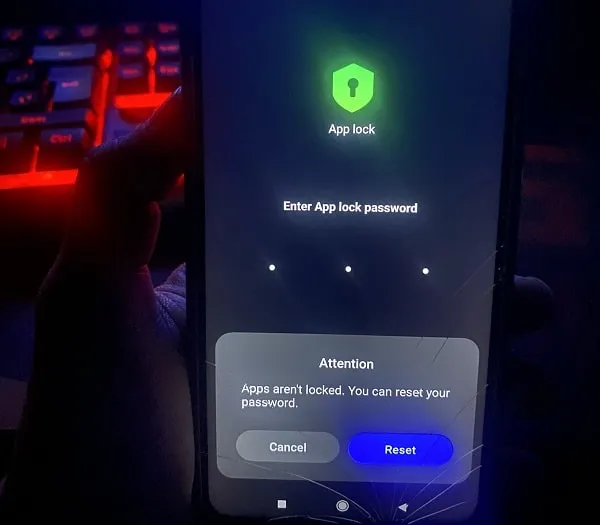 Reset your Password Apps aren't Locked