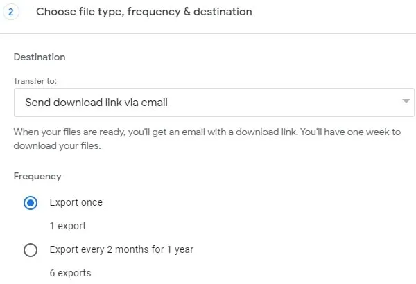 Select Destination and Export Once