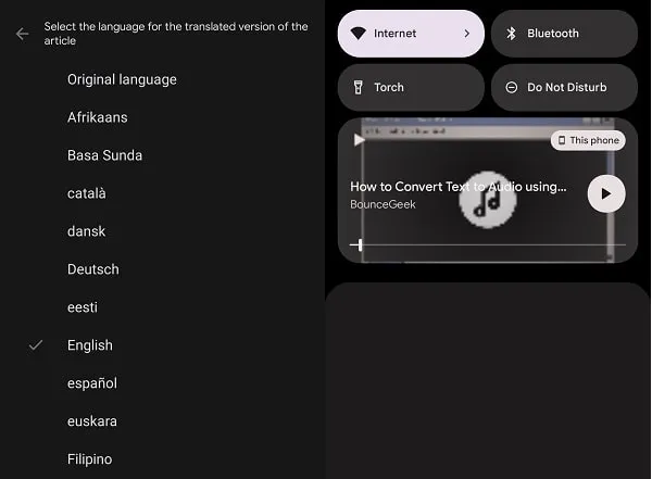 Select a Language for the Audiobook
