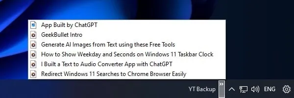 Access Toolbars from Windows 11 Taskbar