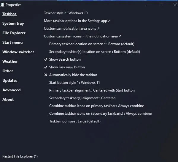 Change Windows 11 Taskbar Style with Weather Widget