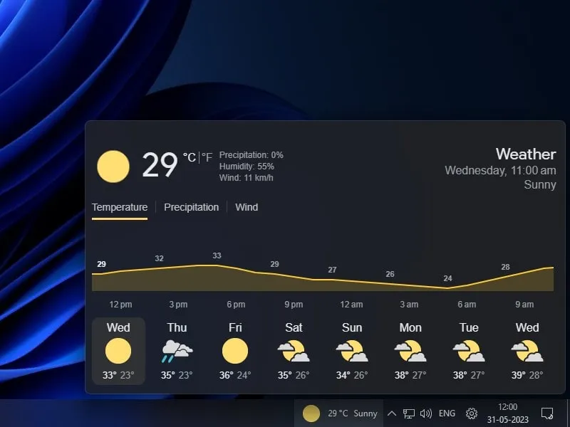 Chnage Windows 11 Weather Widget Position