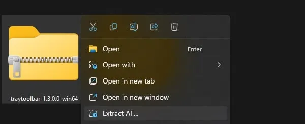 Extract Tray Toolbar Compressed Folder