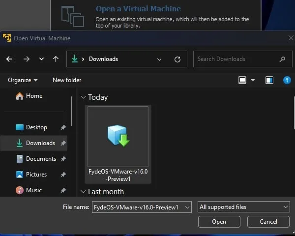 Open Fyde OS Virtual Machine