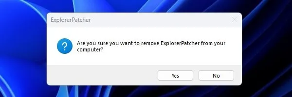 Remove Explorer Patcher Completely