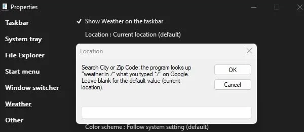 Set your City in Windows 11 Weather Widget